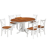 Lupin 7pc Dining Set 150cm Extendable Pedestral Table 4 Timber Chair - White Oak dining Kings Warehouse 