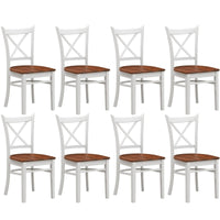 Lupin Dining Chair Set of 8 Crossback Solid Rubber Wood Furniture - White Oak dining Kings Warehouse 