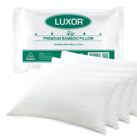 Luxor Australian Made Bamboo Cooling Pillow Standard Size Four Pack Home & Garden Kings Warehouse 