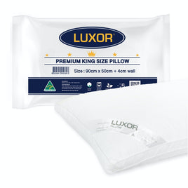 Luxor Australian Made Hotel King Size Pillow with 4cm Wall Single Pack Home & Garden Kings Warehouse 