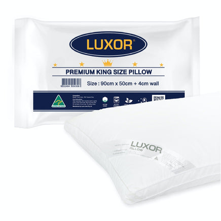 Luxor Australian Made Hotel King Size Pillow with 4cm Wall Single Pack Home & Garden Kings Warehouse 