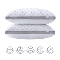 Luxury Bamboo Cooling Twin pack plush down-like pillows with 2 bonus quilted waterproof pillow protectors Kings Warehouse 