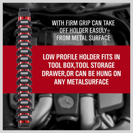 Magnetic Spanner Holder Aluminum 15 Wrench Rack Tool Screwdriver Organizer Red Sports & Fitness Kings Warehouse 