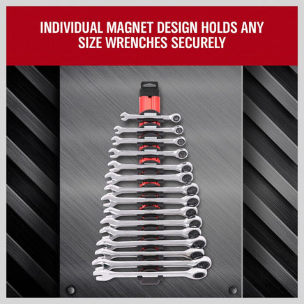 Magnetic Spanner Holder Aluminum 15 Wrench Rack Tool Screwdriver Organizer Red Sports & Fitness Kings Warehouse 