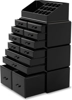 Makeup Cosmetic Organizer Storage with 12 Drawers Display Boxes (Black) Kings Warehouse 