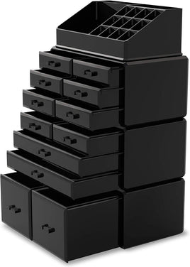 Makeup Cosmetic Organizer Storage with 12 Drawers Display Boxes (Black) Kings Warehouse 
