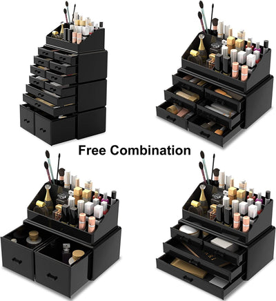 Makeup Cosmetic Organizer Storage with 12 Drawers Display Boxes (Black) Kings Warehouse 