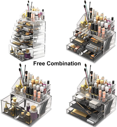 Makeup Cosmetic Organizer Storage with 12 Drawers Display Boxes (Clear) Kings Warehouse 