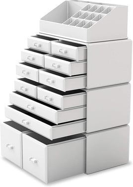 Makeup Cosmetic Organizer Storage with 12 Drawers Display Boxes (White) Kings Warehouse 