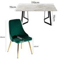 Marbleous Green Velvet Dining Set Furniture Kings Warehouse 