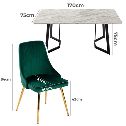 Marbleous Green Velvet Dining Set Furniture Kings Warehouse 