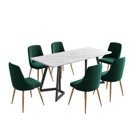 Marbleous Green Velvet Dining Set Furniture Kings Warehouse 