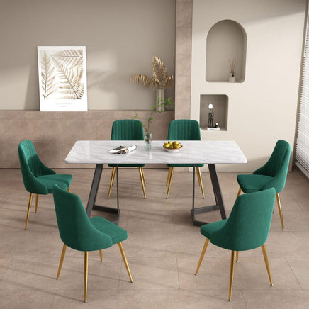 Marbleous Green Velvet Dining Set Furniture Kings Warehouse 
