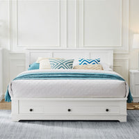 Margaux White Coastal Lifestyle Bedframe with Storage Drawers Double Kings Warehouse 