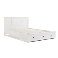 Margaux White Coastal Lifestyle Bedframe with Storage Drawers Double Kings Warehouse 