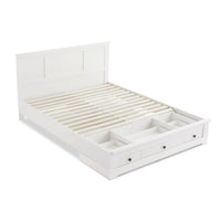 Margaux White Coastal Lifestyle Bedframe with Storage Drawers Double Kings Warehouse 