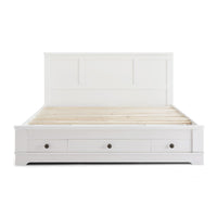 Margaux White Coastal Lifestyle Bedframe with Storage Drawers Double Kings Warehouse 