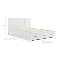 Margaux White Coastal Lifestyle Bedframe with Storage Drawers Double Kings Warehouse 