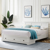 Margaux White Coastal Lifestyle Bedframe with Storage Drawers Double Kings Warehouse 