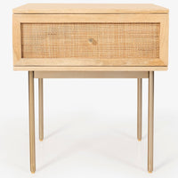 Martina Bedside Table 1 Drawer Storage Cabinet Solid Mango Wood Rattan Kings Warehouse 