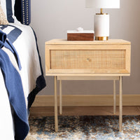 Martina Bedside Table 1 Drawer Storage Cabinet Solid Mango Wood Rattan Kings Warehouse 