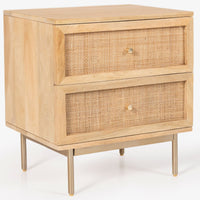 Martina Bedside Table 2 Drawer Storage Cabinet Solid Mango Wood Rattan Kings Warehouse 