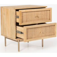 Martina Bedside Table 2 Drawer Storage Cabinet Solid Mango Wood Rattan Kings Warehouse 