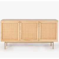 Martina Buffet Table Sideboard 145cm 3 Door Solid Mango Wood Storage Cabinet living room Kings Warehouse 