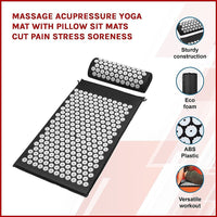 Massage Acupressure Yoga Mat With Pillow Sit Mats Cut Pain Stress Soreness Kings Warehouse 