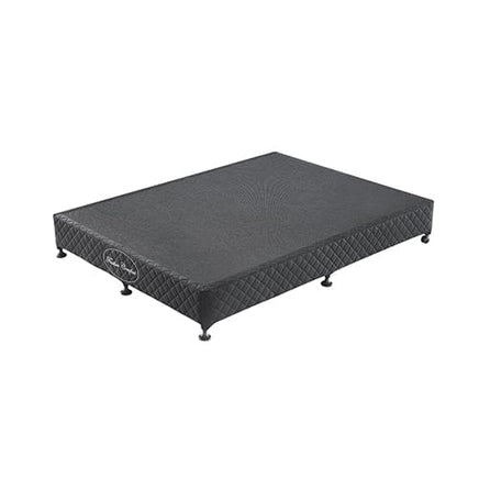 Mattress Base Ensemble Queen Size Solid Wooden Slat in Black with Removable Cover Furniture Kings Warehouse 