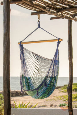 Mayan Legacy Extra Large Outdoor Cotton Mexican Hammock Chair in Caribe Colour Home & Garden Kings Warehouse 