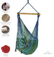Mayan Legacy Extra Large Outdoor Cotton Mexican Hammock Chair in Caribe Colour Home & Garden Kings Warehouse 