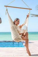 Mayan Legacy Extra Large Outdoor Cotton Mexican Hammock Chair in Cream Colour Home & Garden Kings Warehouse 