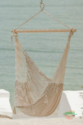 Mayan Legacy Extra Large Outdoor Cotton Mexican Hammock Chair in Cream Colour Home & Garden Kings Warehouse 
