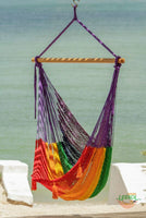 Mayan Legacy Extra Large Outdoor Cotton Mexican Hammock Chair in Rainbow Colour Home & Garden Kings Warehouse 