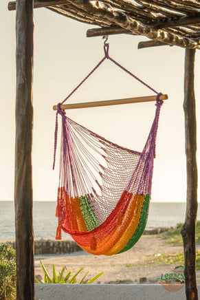 Mayan Legacy Extra Large Outdoor Cotton Mexican Hammock Chair in Rainbow Colour Home & Garden Kings Warehouse 