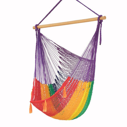 Mayan Legacy Extra Large Outdoor Cotton Mexican Hammock Chair in Rainbow Colour Home & Garden Kings Warehouse 