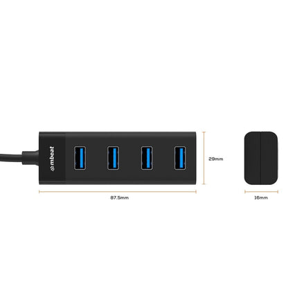 mbeat 4-Port USB 3.0 Hub - Black Electronics Kings Warehouse 