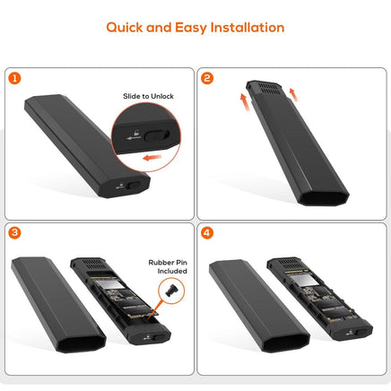 mbeat Elite USB-C to M.2 SSD Enclosure (M-Key, B+M Key) - Matte Black Electronics Kings Warehouse 