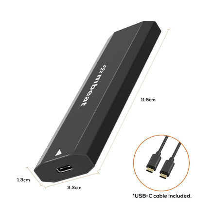 mbeat Elite USB-C to M.2 SSD Enclosure (M-Key, B+M Key) - Matte Black Electronics Kings Warehouse 