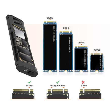 mbeat Elite USB-C to M.2 SSD Enclosure (M-Key, B+M Key) - Matte Black Electronics Kings Warehouse 