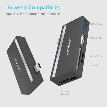 mbeat Essential 5-In-1 USB- C Hub ( USB hub 2.0, 3.0, SD/TF card reader ) Afterpay Day: Trending Tech Kings Warehouse 