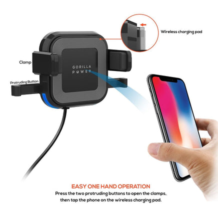 mbeat Gorilla Power 10W Wireless Car Charger With 2.4A USB Charging, Air Vent Clip & Windshield Stand Afterpay Day: Trending Tech Kings Warehouse 