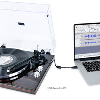 mbeat Hi-Fi Bluetooth Turntable (MMC, USB, Anti-skating, Preamplifier) - Macassar Ebony Audio & Video Kings Warehouse 