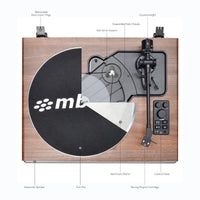 mbeat Hi-Fi Turntable with Built-In Bluetooth Receiving Speaker Audio & Video Kings Warehouse 