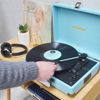 mbeat Woodstock II Sky Blue Retro Bluetooth (TX/RX) Turntable Audio & Video Kings Warehouse 
