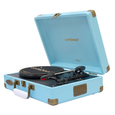 mbeat Woodstock II Sky Blue Retro Bluetooth (TX/RX) Turntable Audio & Video Kings Warehouse 