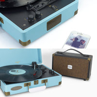 mbeat Woodstock II Sky Blue Retro Bluetooth (TX/RX) Turntable Audio & Video Kings Warehouse 