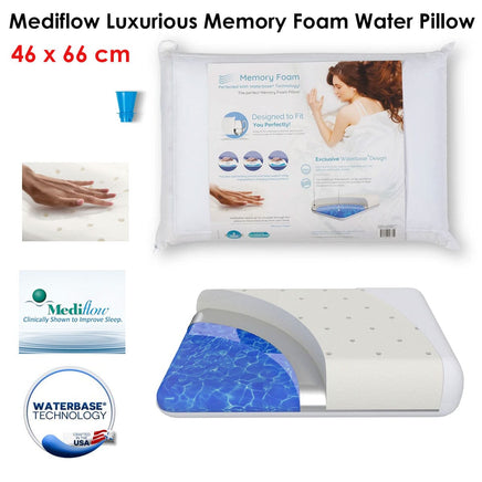 Mediflow Luxurious Memory Foam Water Pillow 46 x 66 cm Home & Garden Kings Warehouse 