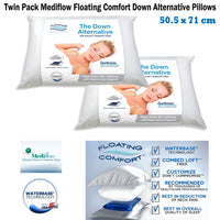 Mediflow Twin Pack Adjustable Floating Comfort Down Alternative Waterbase Pillows Kings Warehouse 